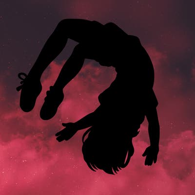 realistic girl doing a backflip