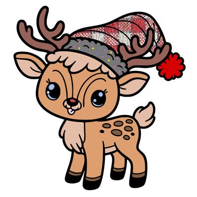 christmas reindeer with santa hat