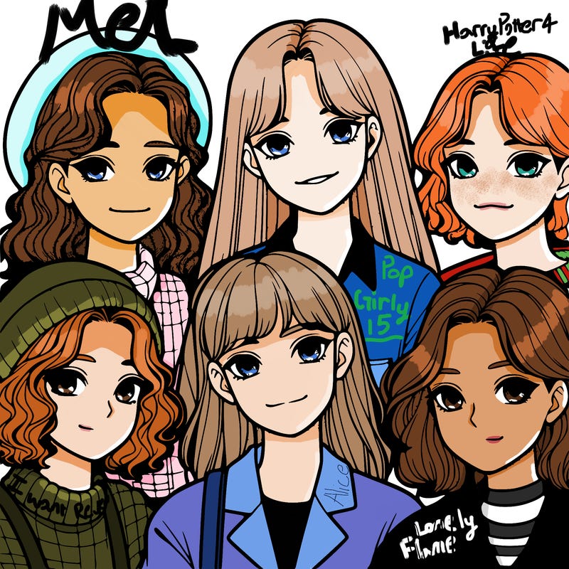 a group of realistic girls