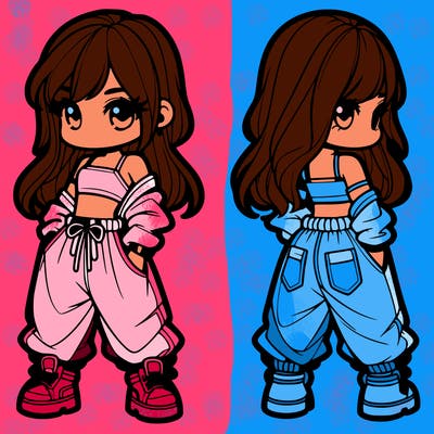 girl in crop top and baggy pants