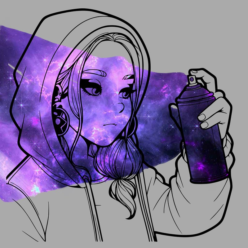 a realistic girl, spray painting