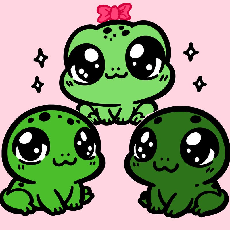 cute baby chibi frogs