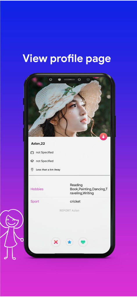 Igniter - On Demand Dating App - A user profile view on the Igniter dating app showing a photo and personal interests