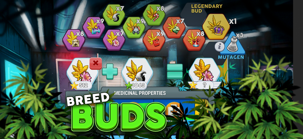Interface pour la création de nouvelles variétés de cannabis dans le jeu de culture de weed Hempire