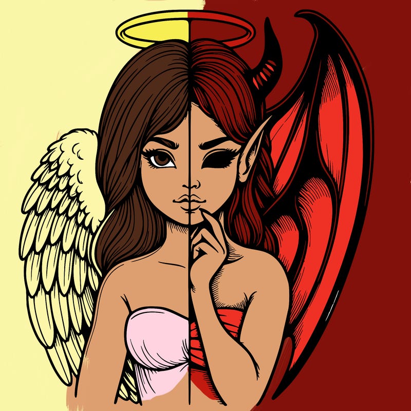 realistic angel half demon