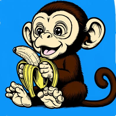 realistic monkey eating a banana