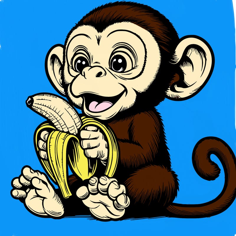 realistic monkey eating a banana