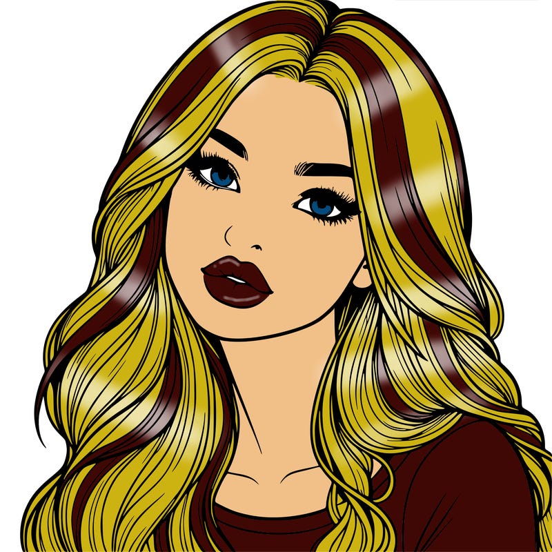 realistic girl with hair on her hair and lips