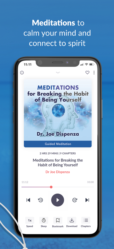 Empower You: Unlimited Audio - Audio player interface in the Empower You app featuring a guided meditation by Dr Joe Dispenza.
