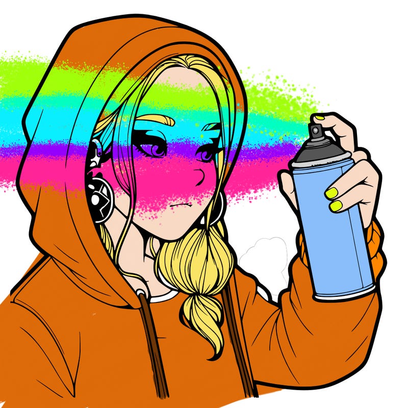 a realistic girl, spray painting