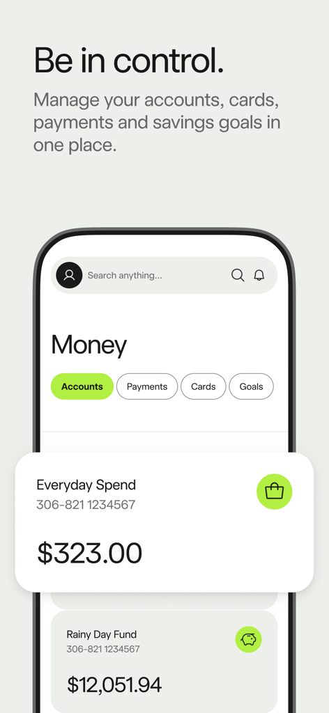 Bankwest - Bankwest mobile banking app interface showing account balances and savings categories