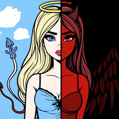 devil vs angel realistic girl