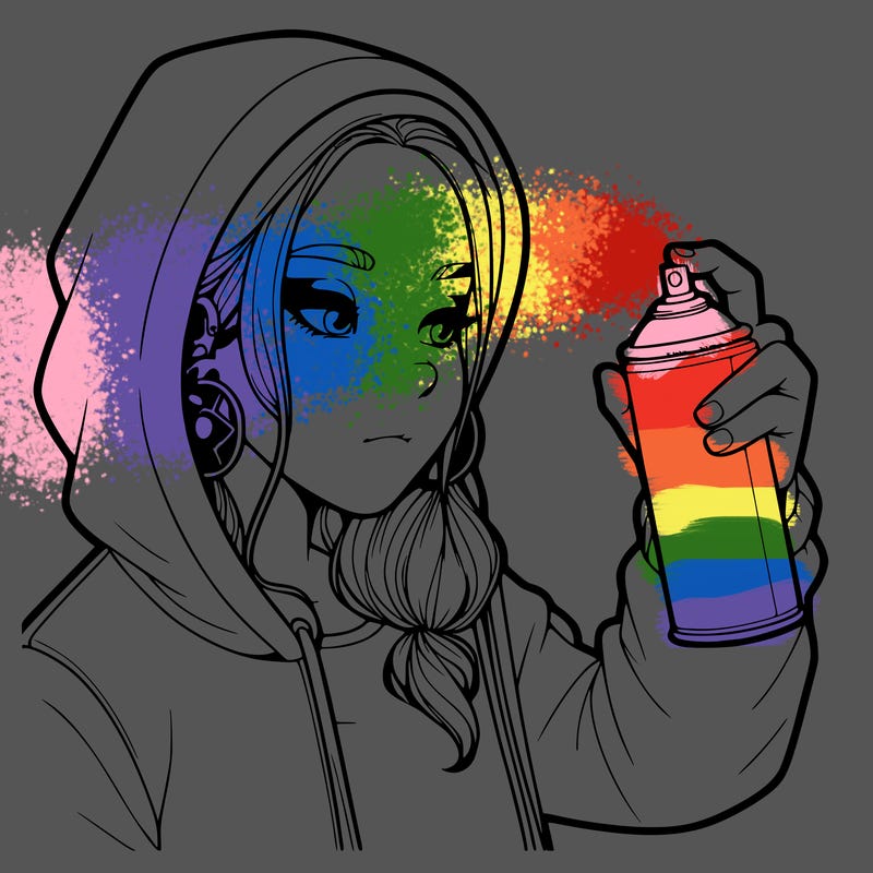 a realistic girl, spray painting