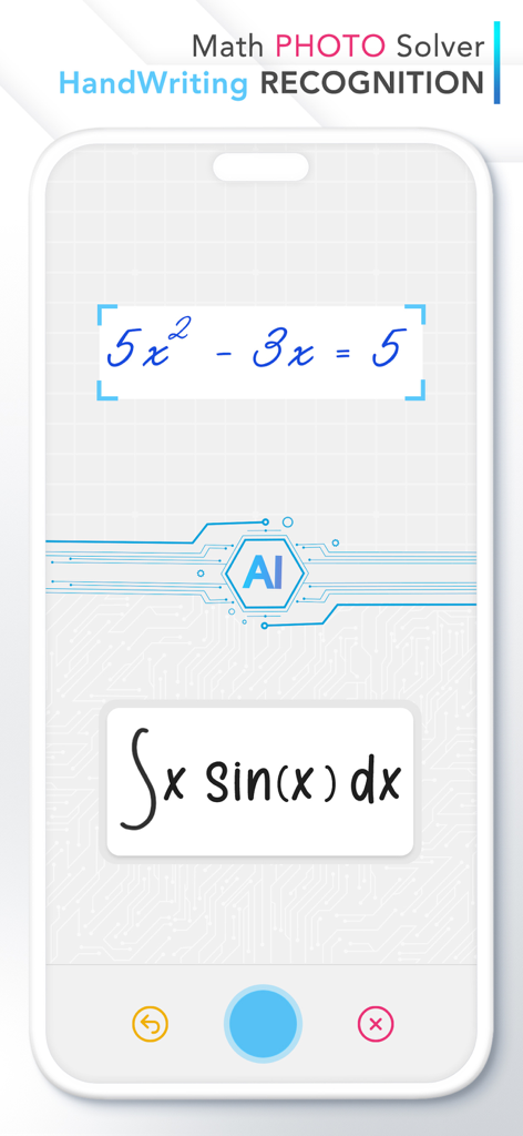 Calculator Infinity app featuring AI math photo solver and handwriting recognition