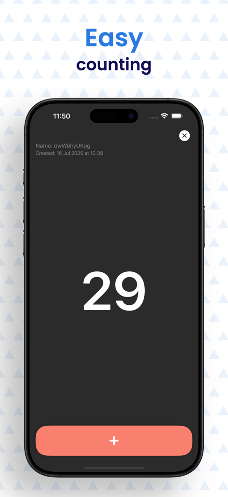 Click Counter - People Tracker - Captura de tela do aplicativo Contador de Cliques mostrando uma interface preta simples com uma grande exibição numérica e um grande botão laranja para contagem fácil