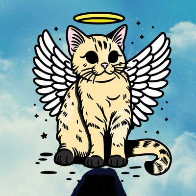 rip cat realistic cat with angel wings