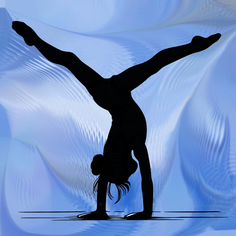 realistic gymnastic hand stand girl in four splits