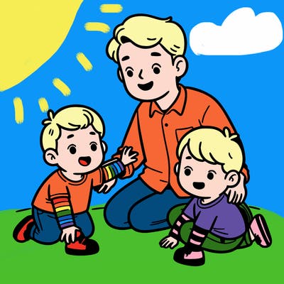 a father playing with his children