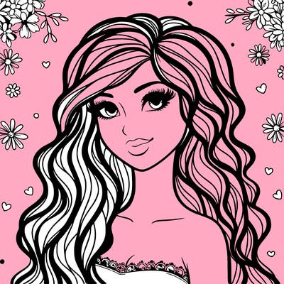pretty woman with long wavy hair