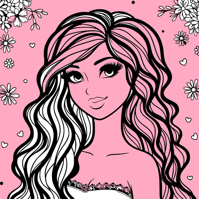 pretty woman with long wavy hair