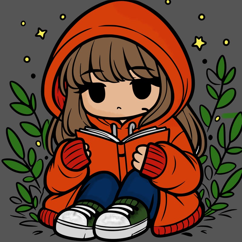 girl in oversized hoodie reading a book