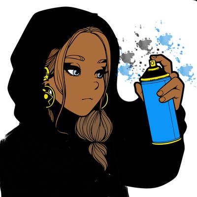 a realistic girl, spray painting