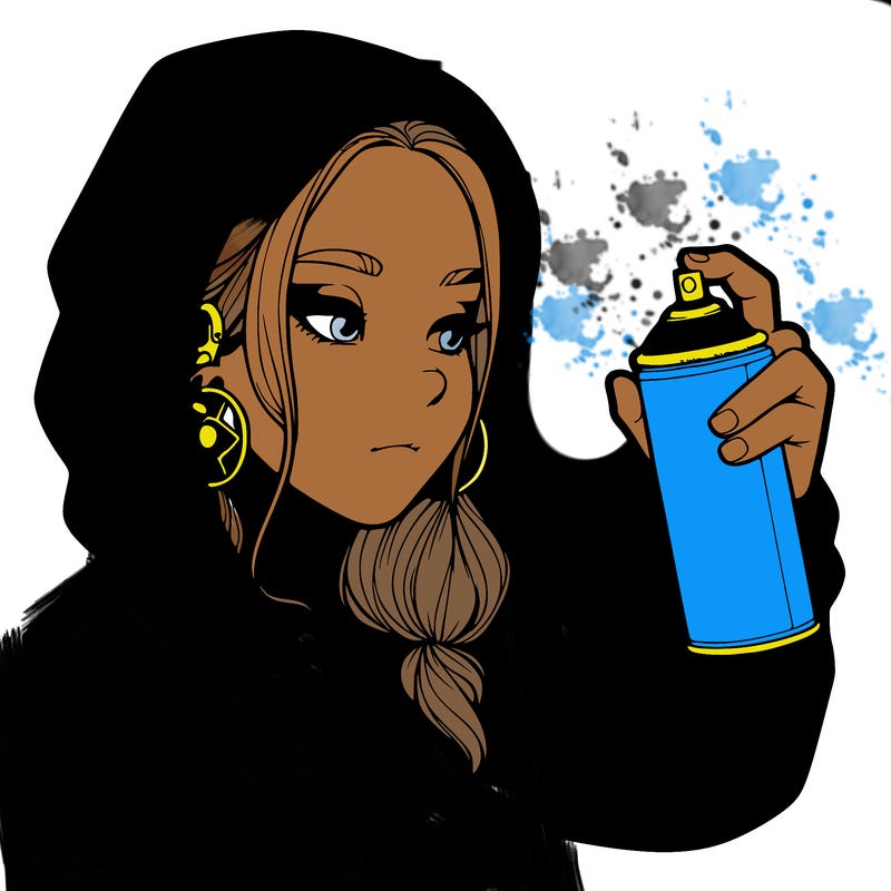 a realistic girl, spray painting