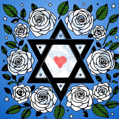 star of david with roses