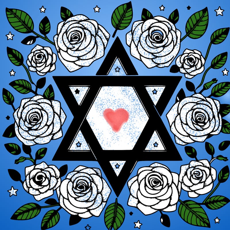 star of david with roses