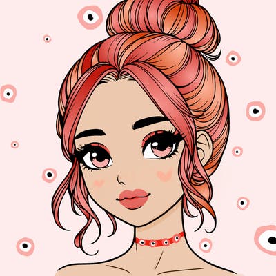 realistic pretty girl with hair in bun