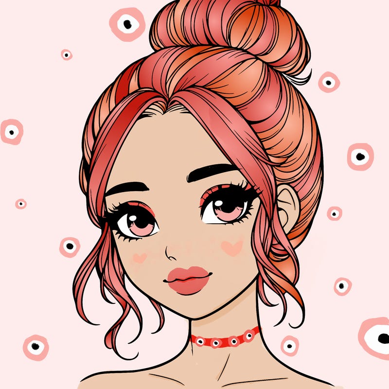 realistic pretty girl with hair in bun