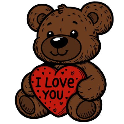 teddy bear holding an i love you heart