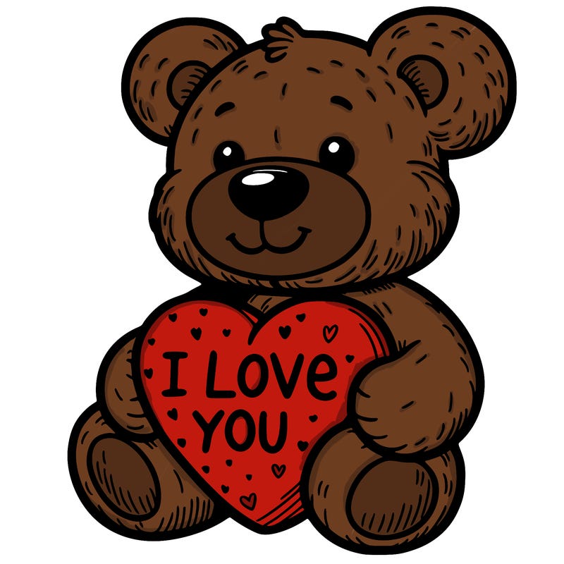 teddy bear holding an i love you heart