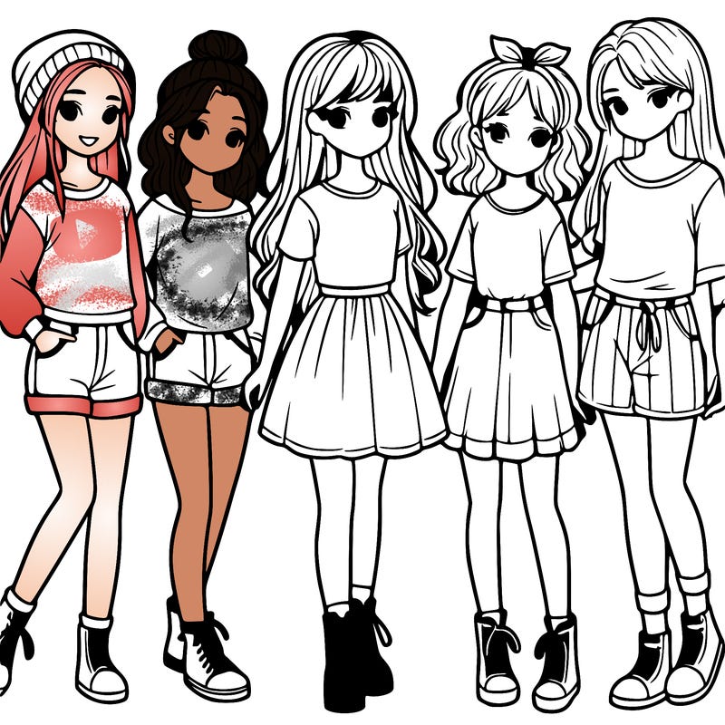 a group of five girls