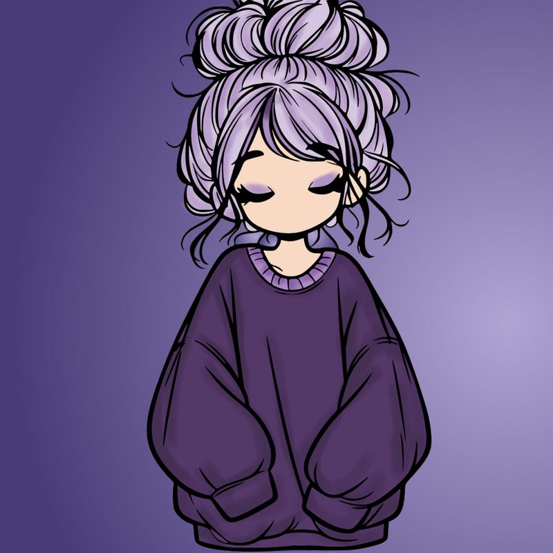 girl with baggy sweatshirt and messy bun