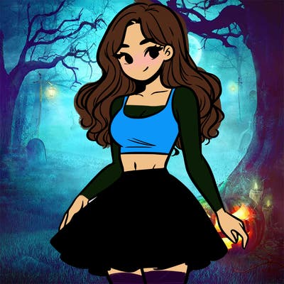 woman in a skirt and crop top