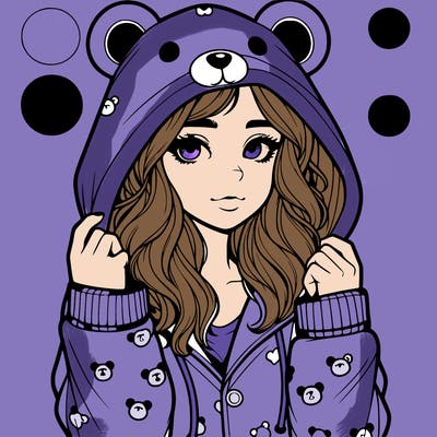 realistic girl in a animal pjs hoodie