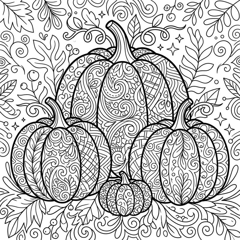 Immerse yourself in the captivating world of Zentangle with these beautifully detailed white pumpkins. This unique coloring page offers a relaxing artistic escape, perfect for all skill levels.