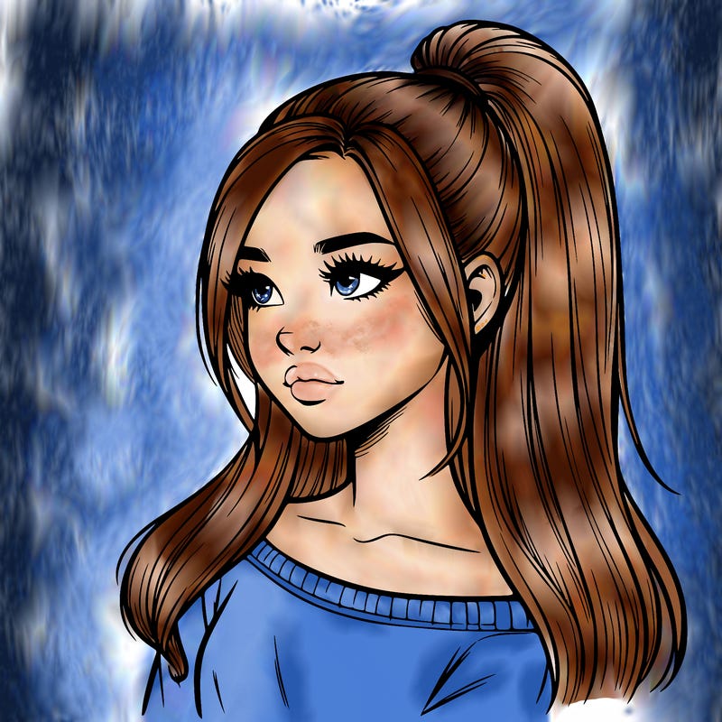 realistic girl with a high ponytail