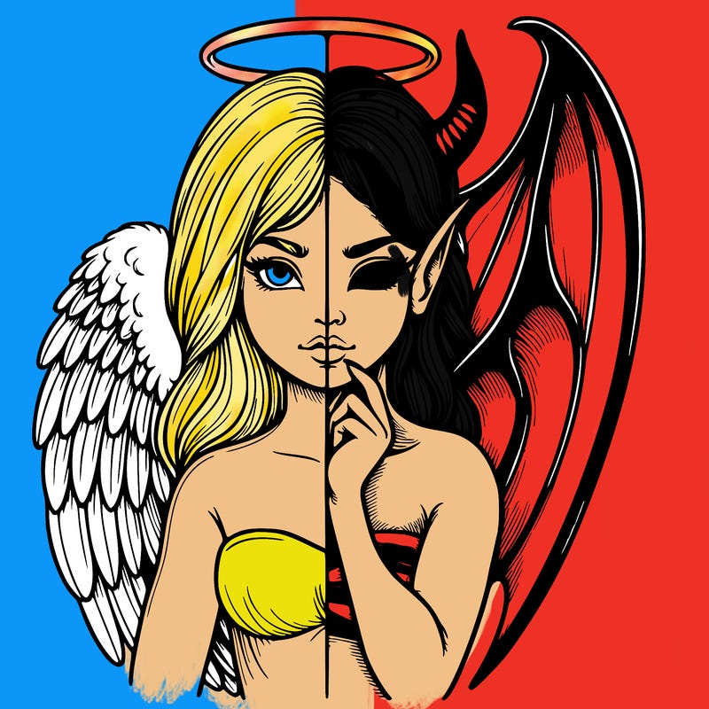 realistic angel half demon