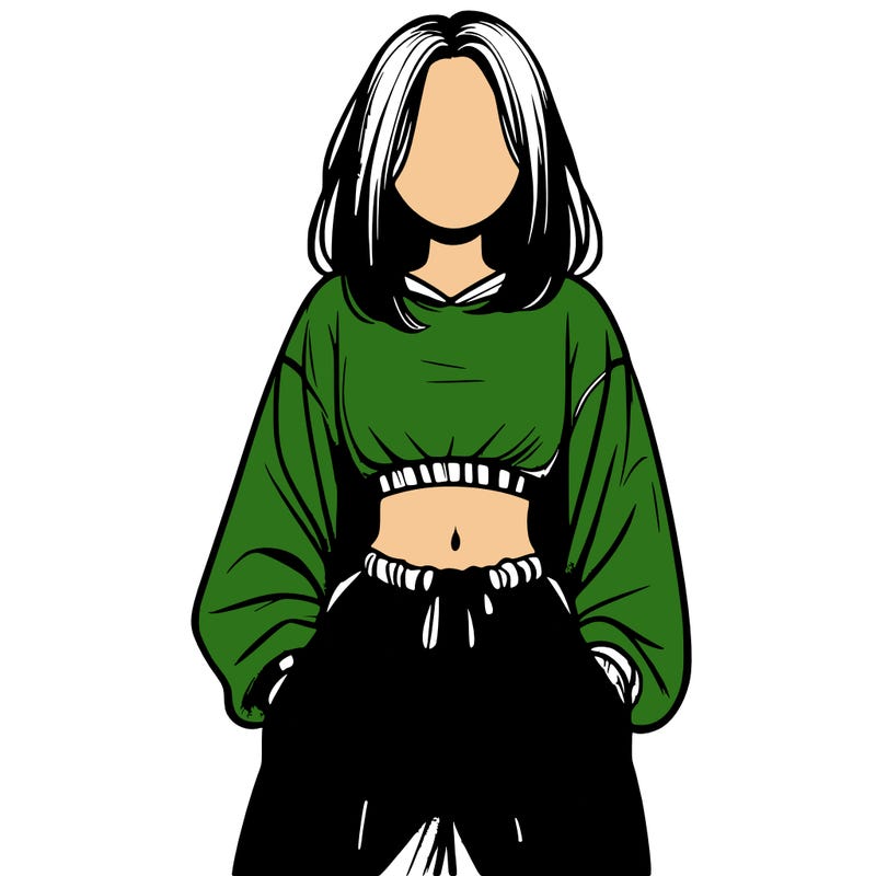 realistic girl faceless with baggy pants and a crop top