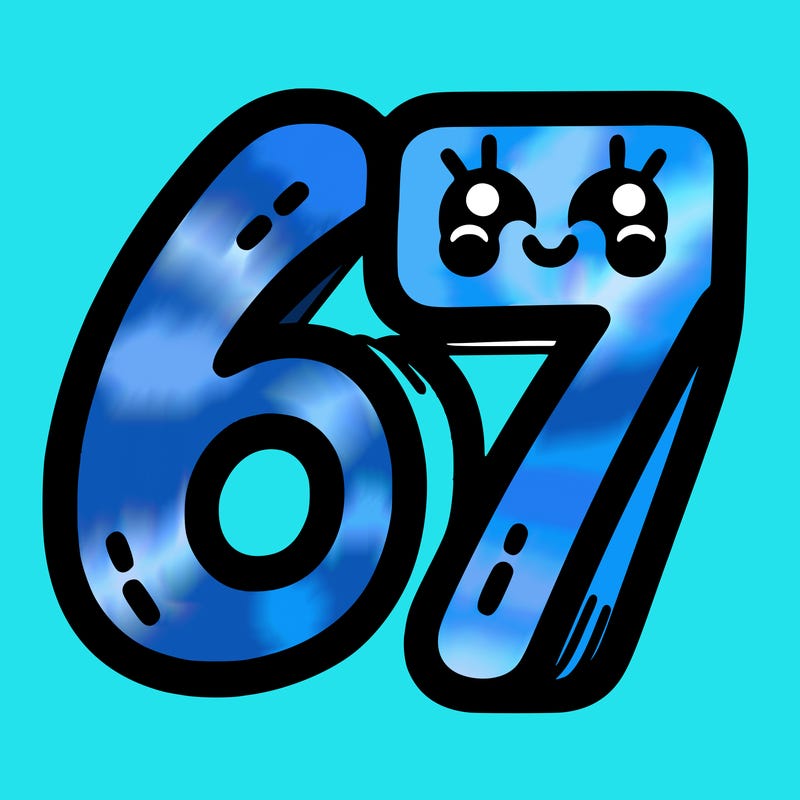 the numbers 67