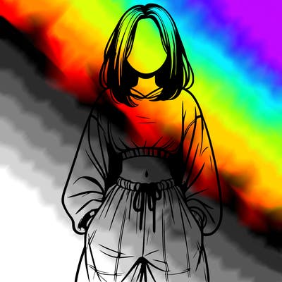 realistic girl faceless with baggy pants and a crop top