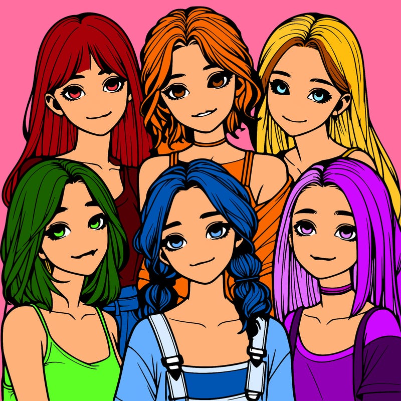 a group of girls realistic