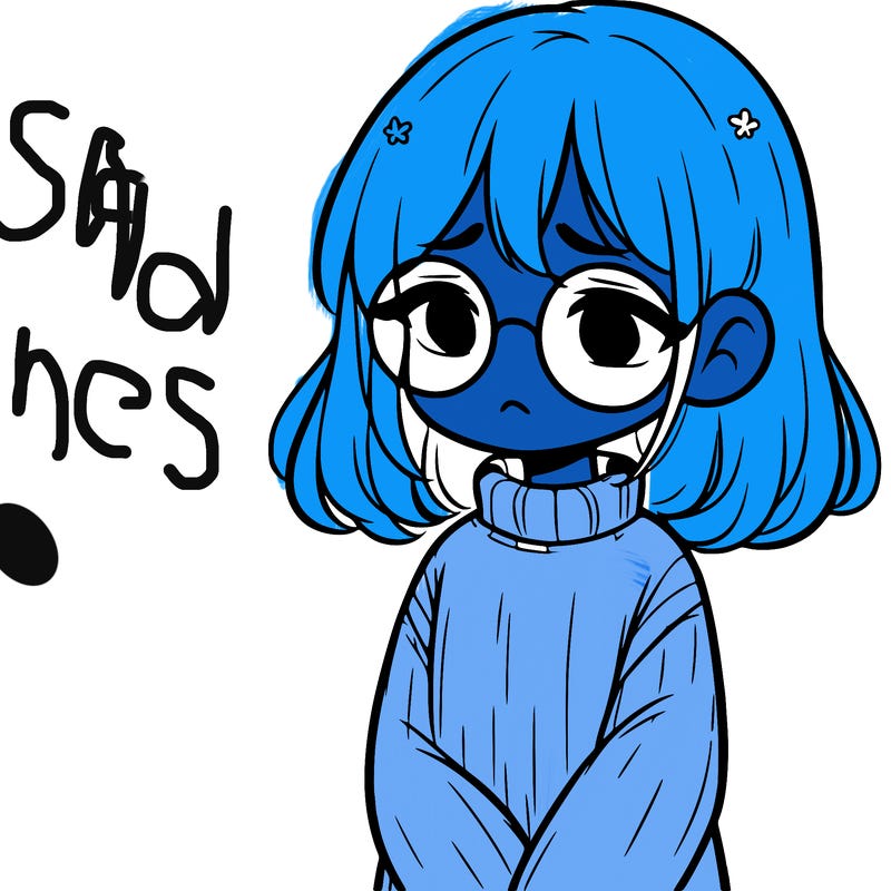sad girl with glasses in a sweater
