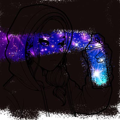 a realistic girl, spray painting