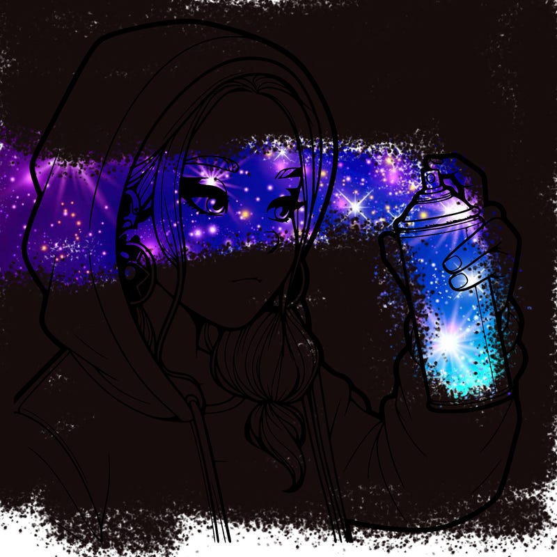 a realistic girl, spray painting