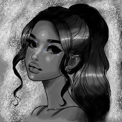 realistic girl with a ponytail on her hair and lips