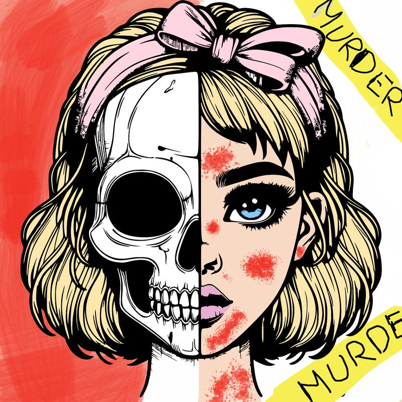 realistic girl with half skull mask