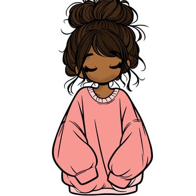 girl with baggy sweatshirt and messy bun